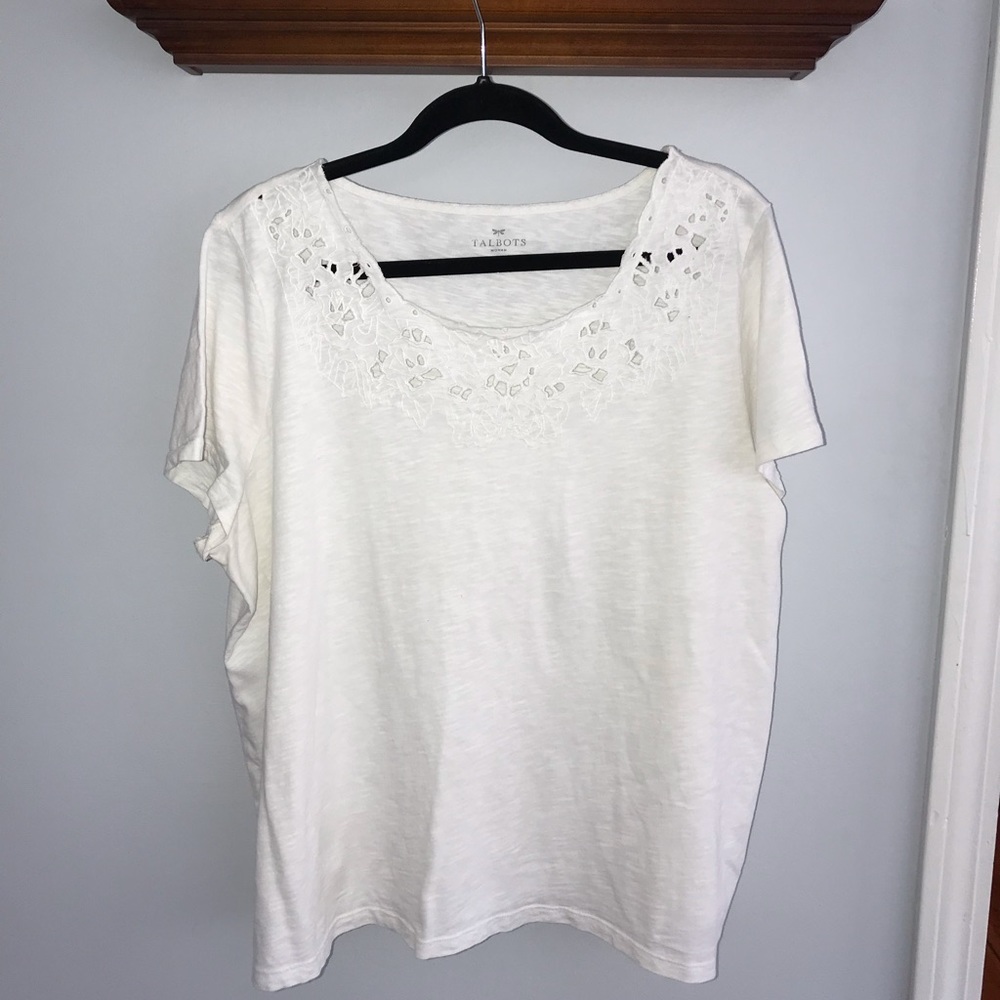 Talbot’s White T-shirt, 2X, 100% Cotton